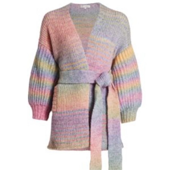LoveShackFancy Brady Rainbow Wool Knit Belted
Shawl Cardigan Size XS/S - Picture 4 of 14